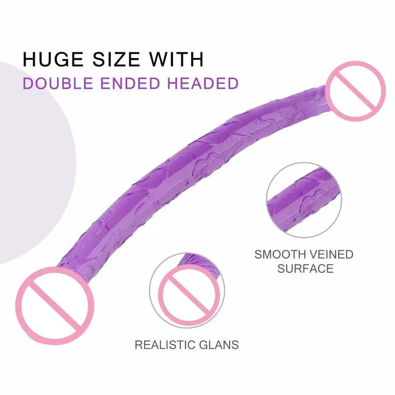 Soft Jelly Dildo Double Long 46cm Realistic Cock Lesbian Vaginal Anal Plug Flexible Fake Penis for Women Sex Toys