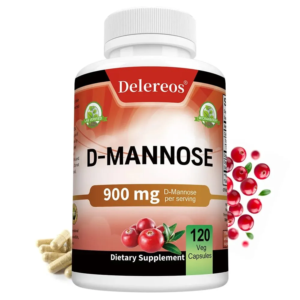 Βιολογική D-Mannose 900 mg ανά μερίδα 120 κάψουλες Υποστηρίζει σθεναρά τον καθαρισμό του ουροποιητικού συστήματος στις γυναίκες και την υγεία του προστάτη στους άνδρες