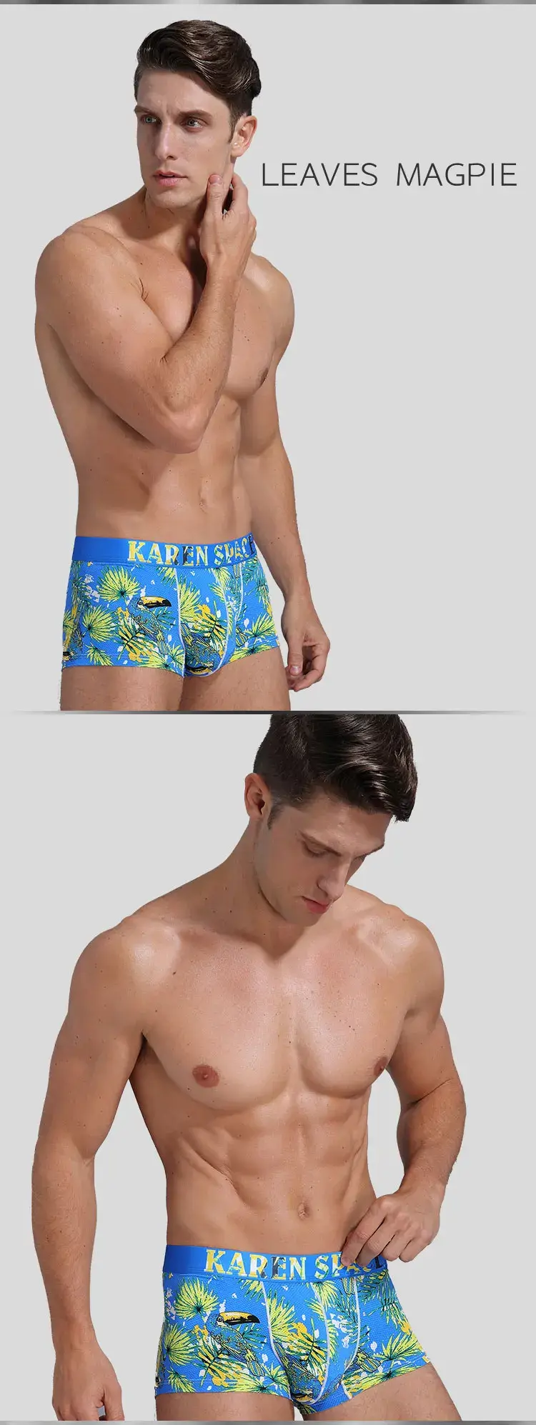 Erkek Nefes Buz Ipek Baskılı Boxer Külot Iç Çamaşırı Moda Erkek Külot Rahat Calzoncillo Hombre