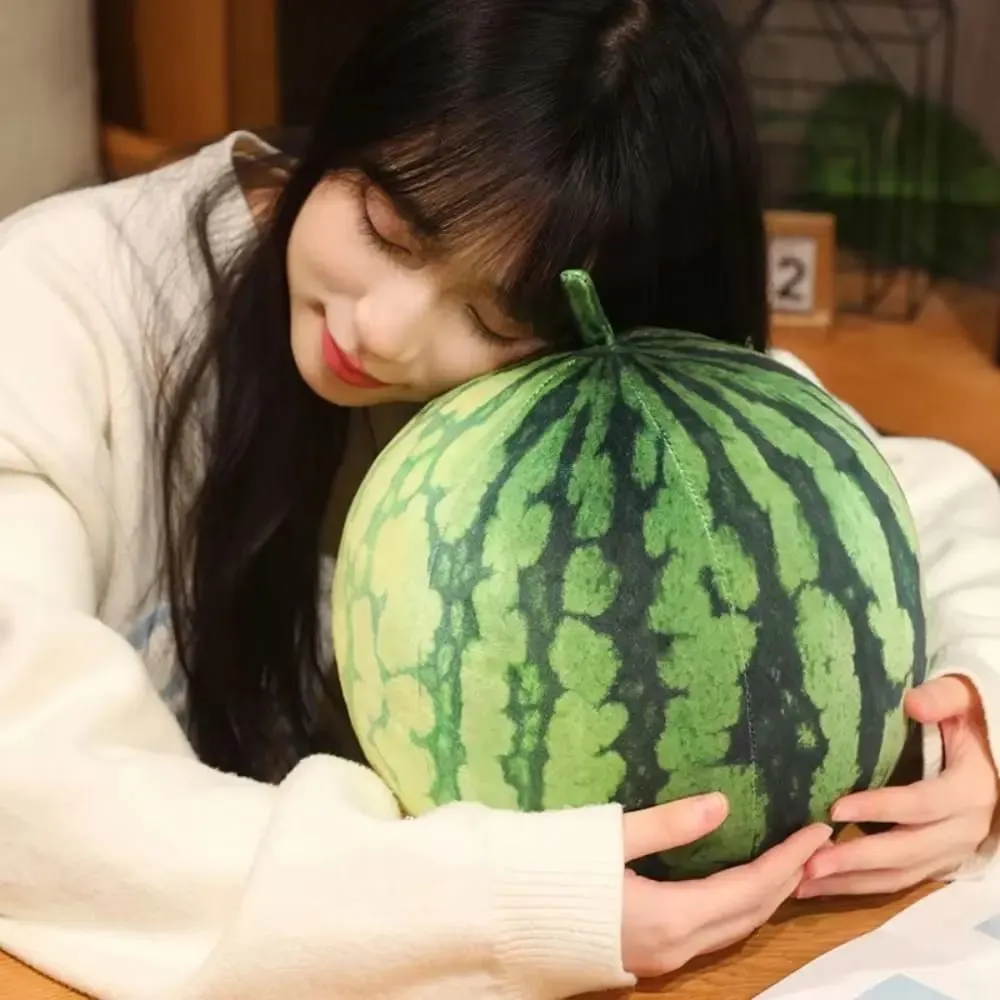 Soft Cotton Watermelon Round Oval Shape Lifelike Watermelon Stuffed Pillow 3D Simulation Funny Design Watermelon Pendant — image 2