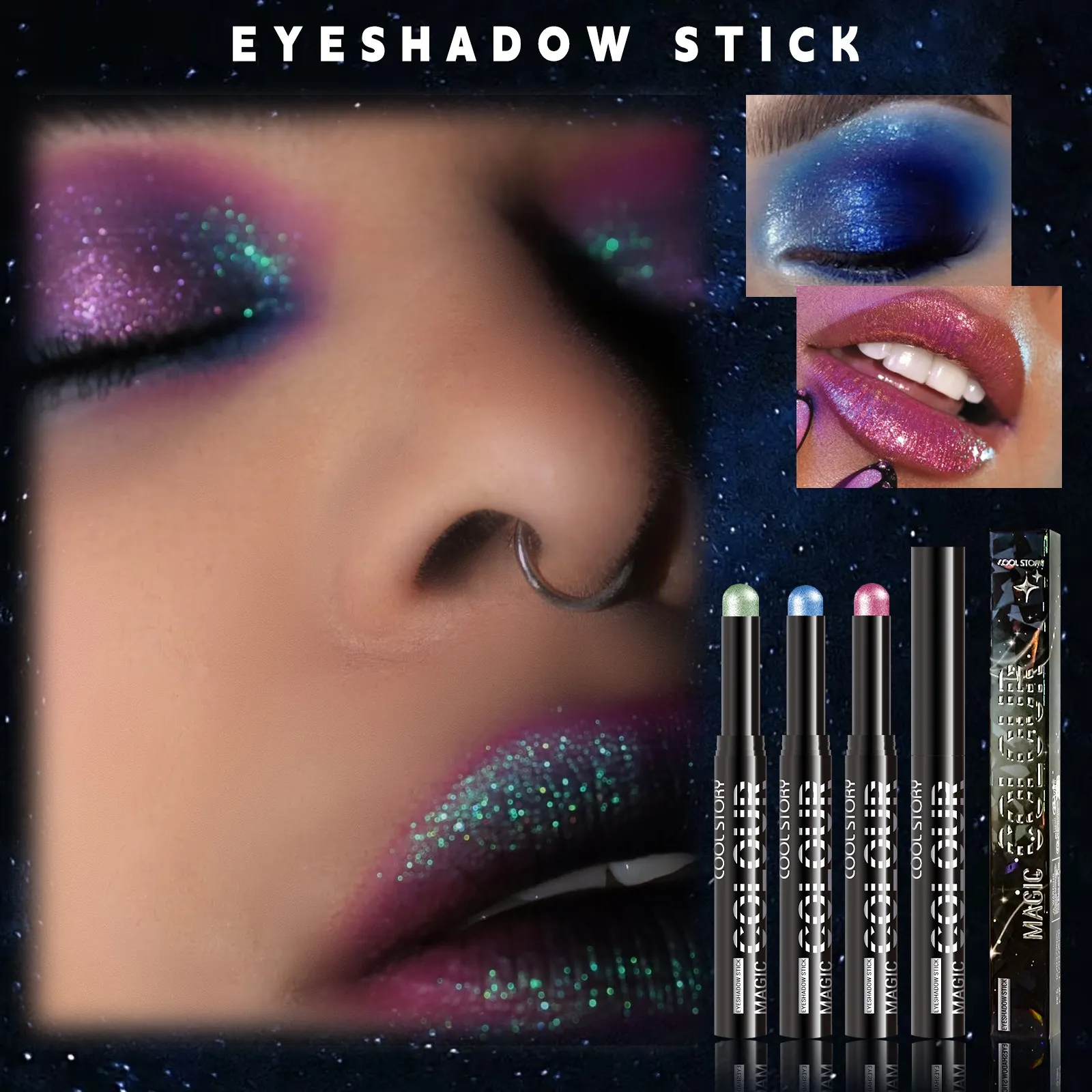 2 σε 1 Eyeshadow Lipstick Stick Pencil Waterproof Glitter Brighten Matte Eye Shadow Makeup Pigment Eyeshadow Pen