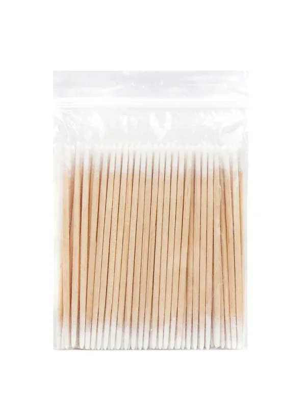 100 stuks wegwerp ultra-klein wattenstaafje pluisvrije microborstels hout wattenstaafjes wattenstaafjes wimperverlenging lijm verwijderen gereedschap