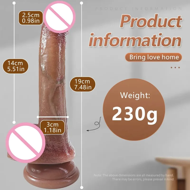Realistic Long Dildo Flesh Skin Μαλακό Big Dick Διπλή σιλικόνη Μικρό πέος για Γυναίκα Άνδρας Παιχνίδια πρωκτικού σεξ Βεντούζα Αυνανισμός