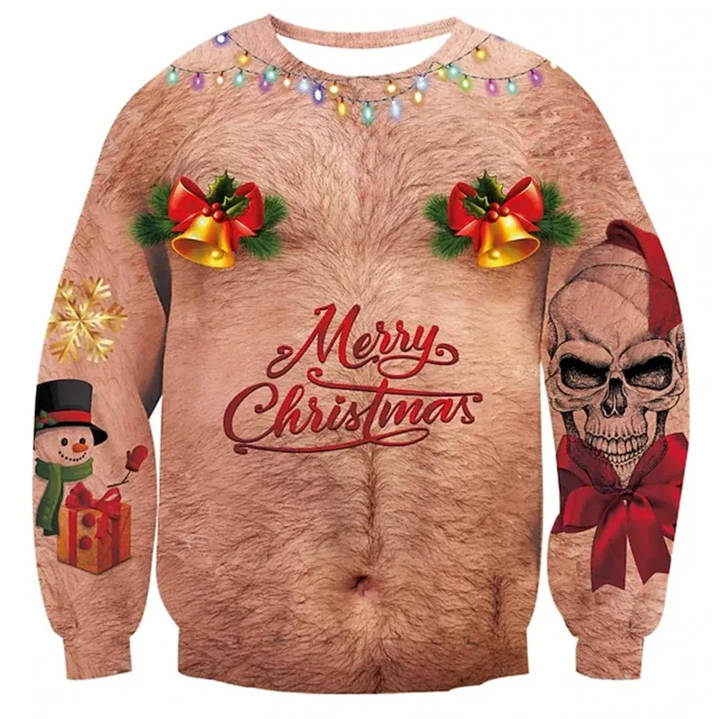 クリスマス醜いセーターおかしい 3D 印刷筋肉パターンスウェット男性のための新しいファッションプルオーバーパーティーコスプレ衣装クリスマスギフト — image 9