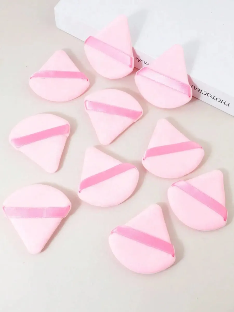 10 τμχ Triangle Velvet Powder Puff Pizza Flours Mini Face Makeup Sponge Cosmetics Ελαφρύ εργαλείο μακιγιάζ που πλένεται