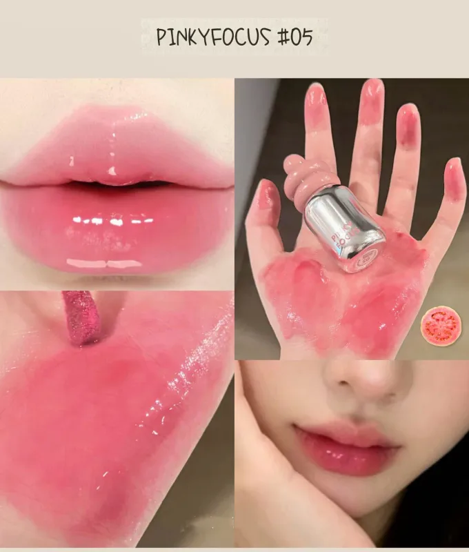 Pinkyfocus Clear Gloss Lip Oil Ενυδατικό γυάλινο φινίρισμα Μη κολλώδες γυμνό σκιά Ιδανικό για στρώσεις για να φωτίζουν τα χείλη