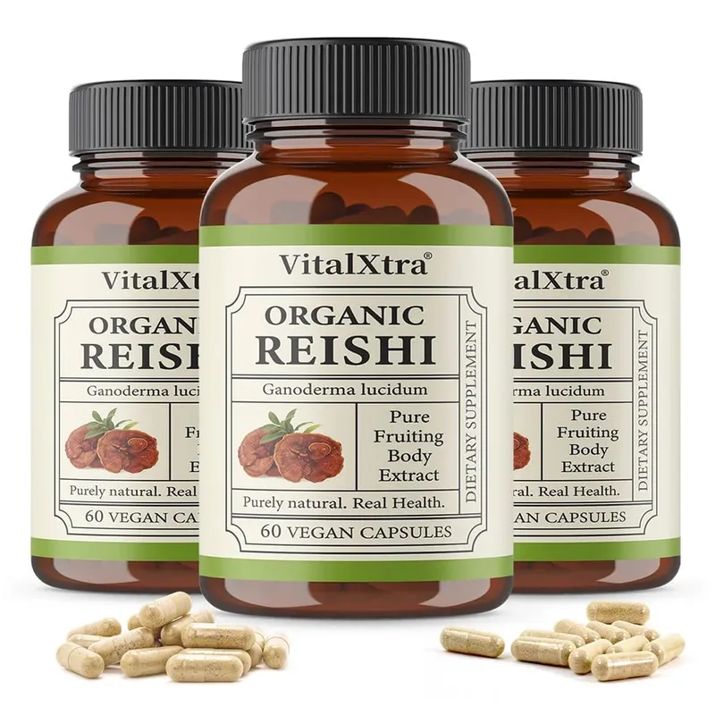 Reishi Mushroom Capsules 1000mg Ganoderma Lucidum Supports Immune Health Relaxation Sleep & Natural Energy Vegan Non-GMO
