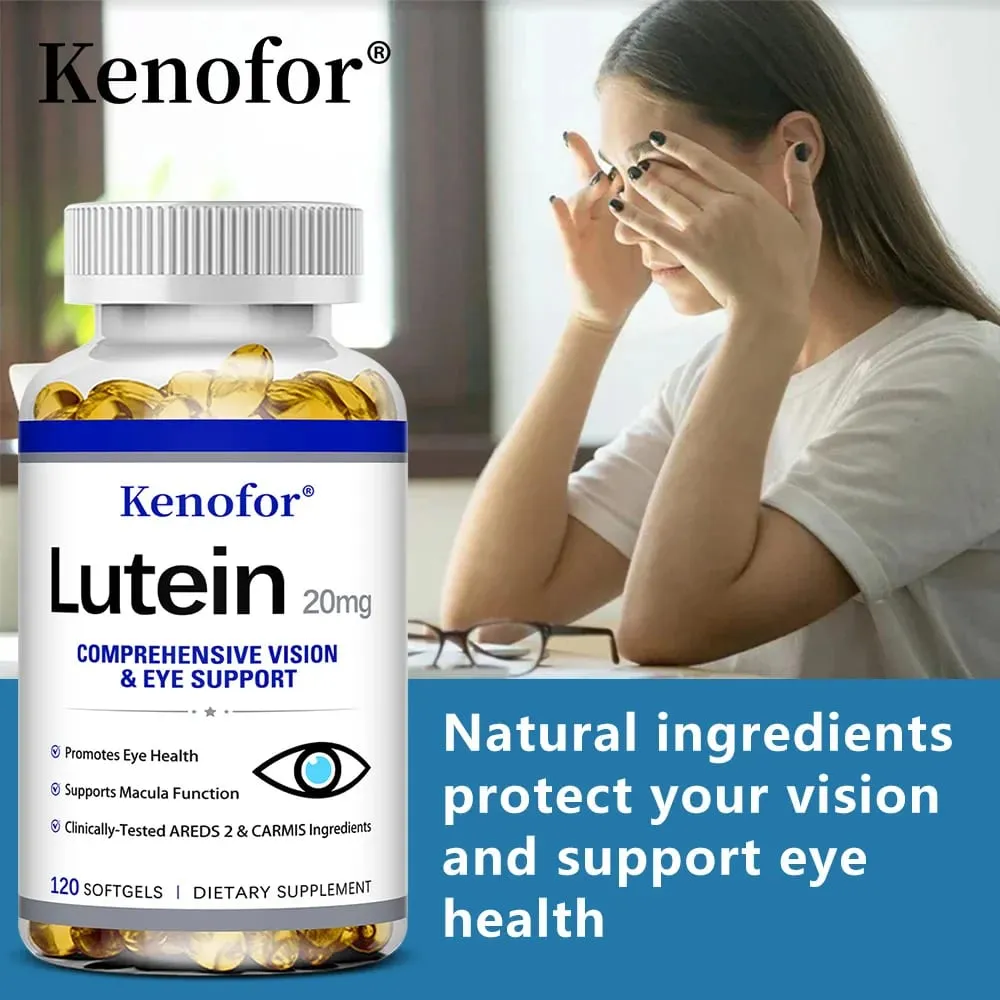 Lutein Capsules - na may Zeaxanthin at Vitamin E - Napakahusay na Antioxidant Eye Health na Nagpapabuti sa Kalusugan ng Paningin - 120 Capsules