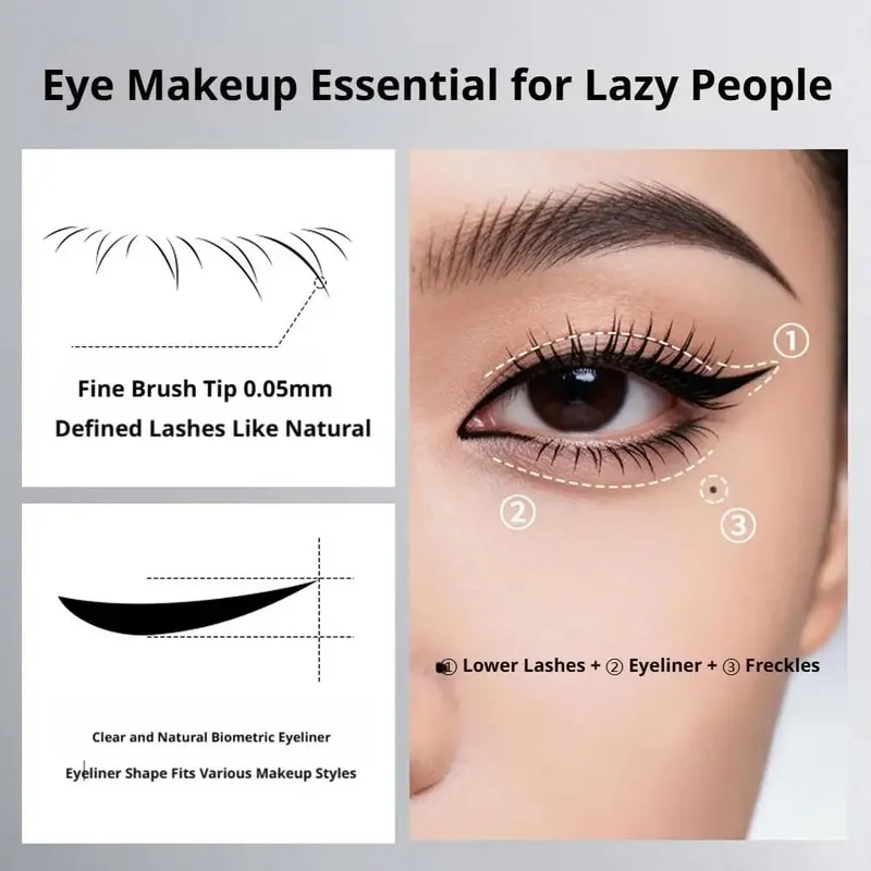 Σετ στυλό 3 σε 1 μακιγιάζ ματιών Stamp eyeliner και κάτω βλεφαρίδων, αδιάβροχη μουτζούρα Καλλυντικά μακιγιάζ ματιών με φυσική εμφάνιση