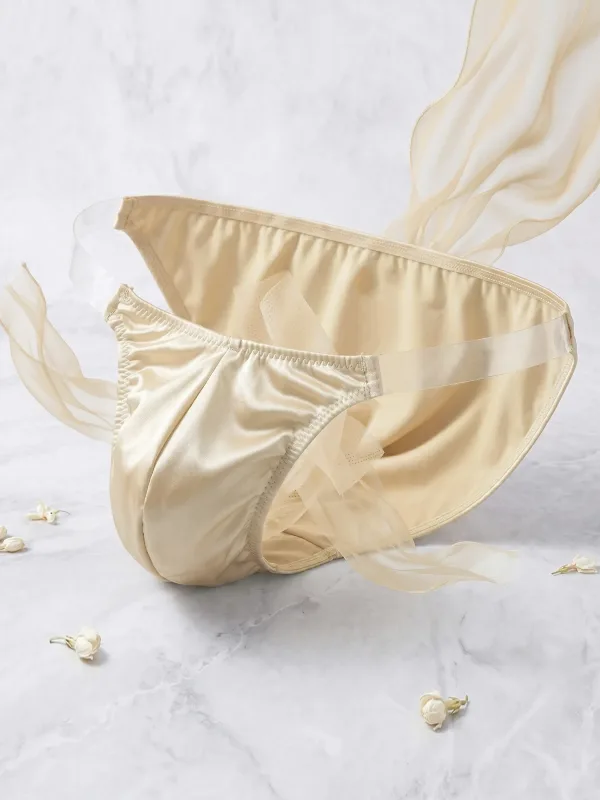 Ice Silk Satin Like Men's Underwear Solid Stretch High Fork Briefs Triangular Panties Bulge Pouch Smooth Breathable Underpant — image 13