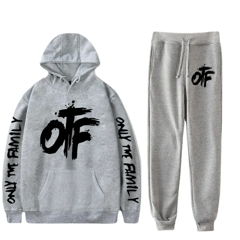 Harajuku مريحة مضحك OTF رسالة طباعة البلوز Sweatpants دعوى الرجال/النساء هوديس + بنطلون دعوى لطيف 2 قطعة مجموعة الملابس — image 4