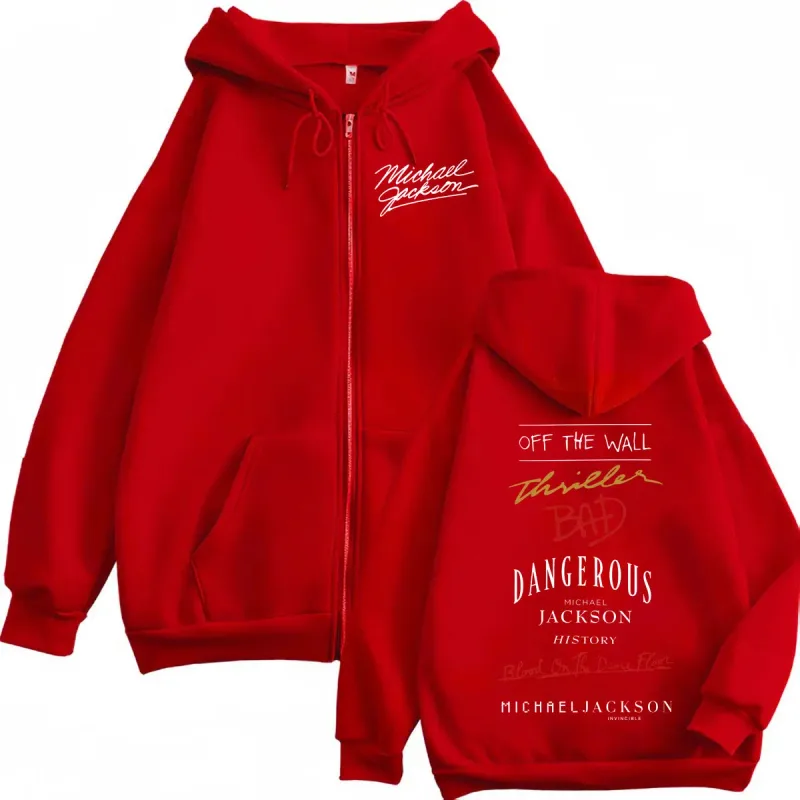 Sudadera con capucha con estampado del álbum de Michael Jackson del cantante de Rock de los 90, jerséis con cremallera de alta calidad a la moda para hombres y mujeres, sudaderas de gran tamaño
