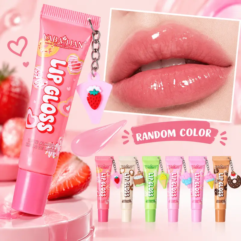 Random 1 Piece Sweet Pendant Lip Gloss Hydrating Plump Lip Oil Διαφανές γυαλιστερό Lip Gloss Χαριτωμένο καλλυντικό για καθημερινή περιποίηση χειλιών — image 1