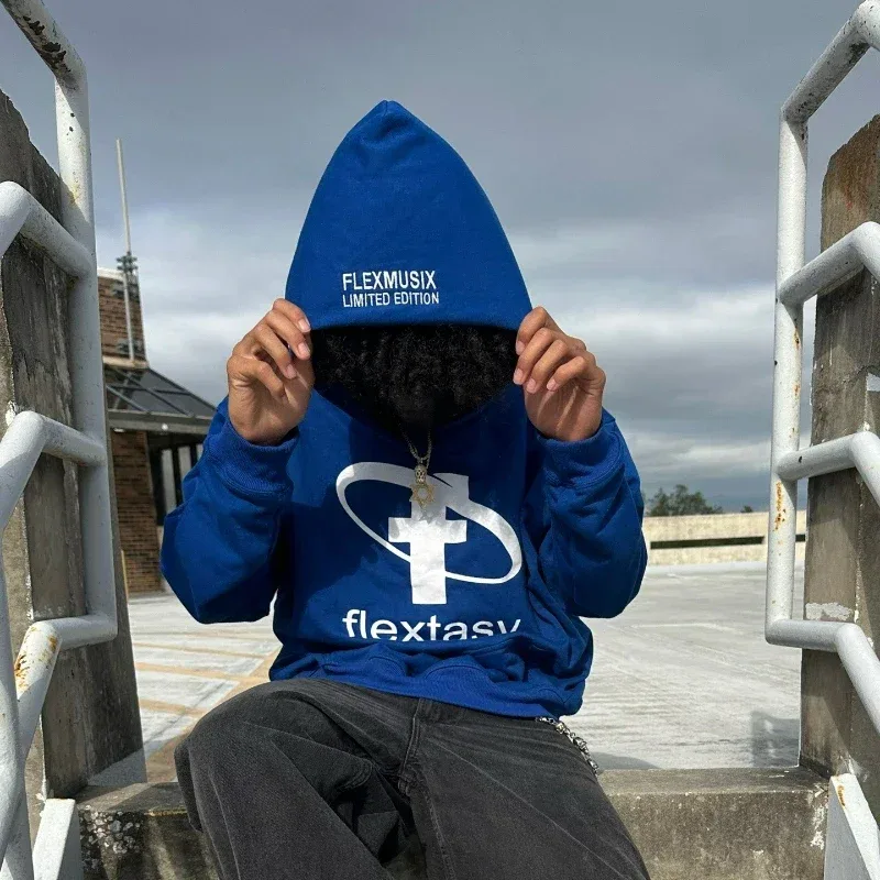 2000s Fashion Harajuku Hoodie Print Casual Gothic Klein Blue Streetwear Unisex New Trendy Hip Hop Sweatshirt Oversized Clothes — image 6