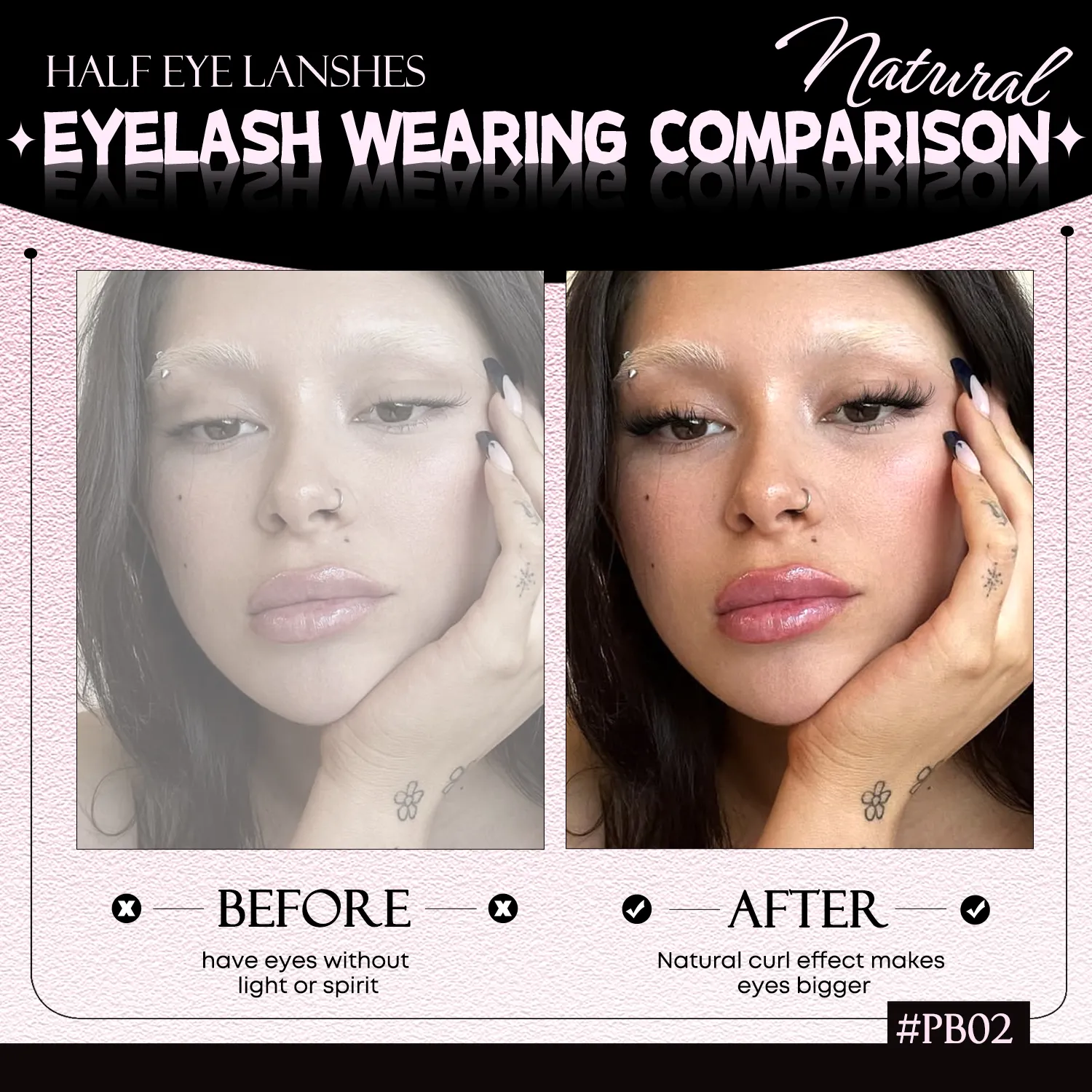 Half Lashes Cat Eye Eyelashes Natural Look Wispy False Lashes Faux Mink Lashes Clear Band Natural Fake Lashes Makeup