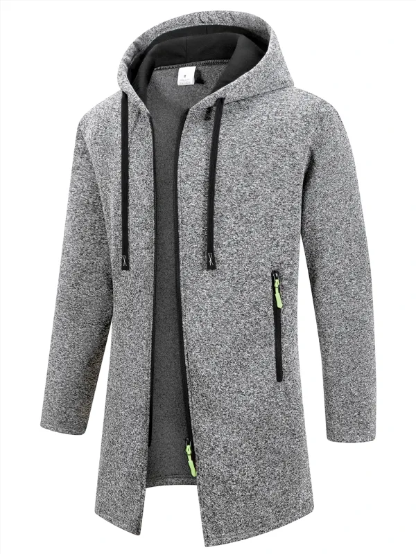 Chaqueta Retro con cremallera para hombre, cortavientos de longitud media, chaquetas cálidas de lana para primavera, otoño e invierno, abrigo informal de hilo de retales a la moda