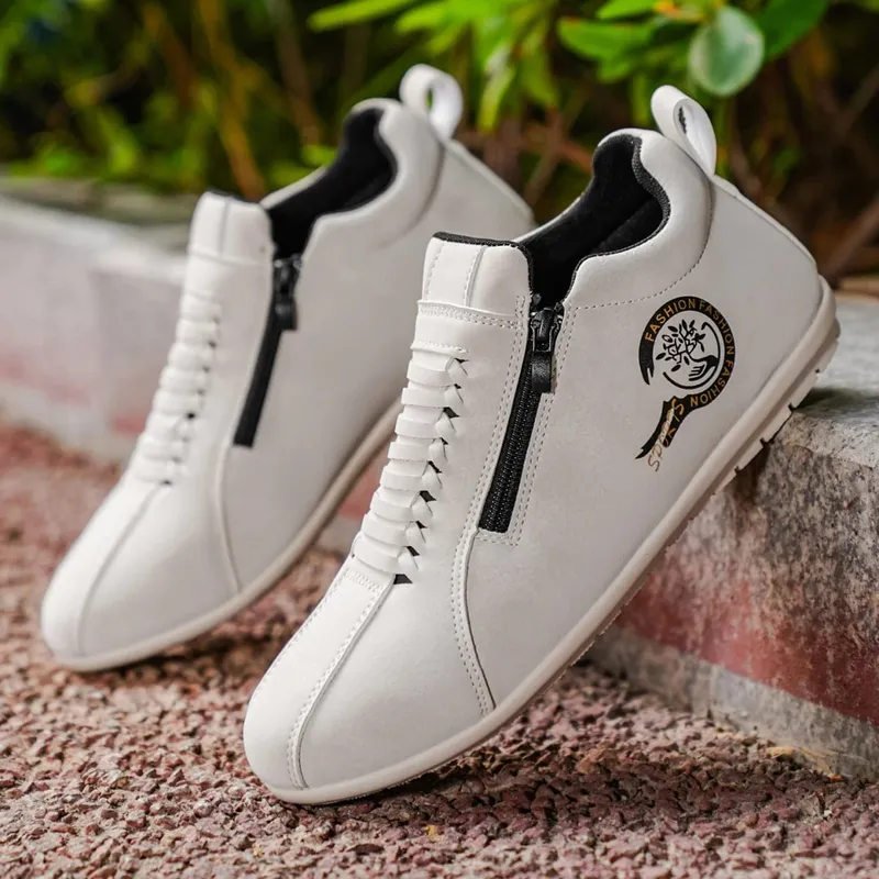 Low-Top Men's Versatile Comfortable Zippered Shoes for Outdoor Hiking and Casual Sports.
