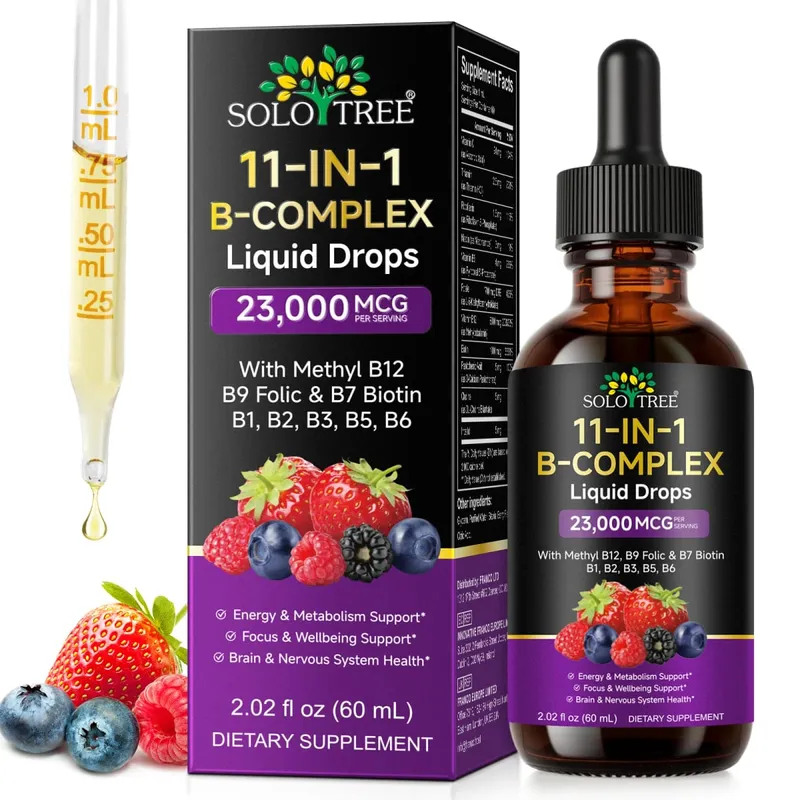 11 az 1-ben B-vitamin komplex cseppek 23000 mcg B-vitamin folyékony szájon át szedhető étrend-kiegészítő az energia napi wellness támogatáshoz 30 ml