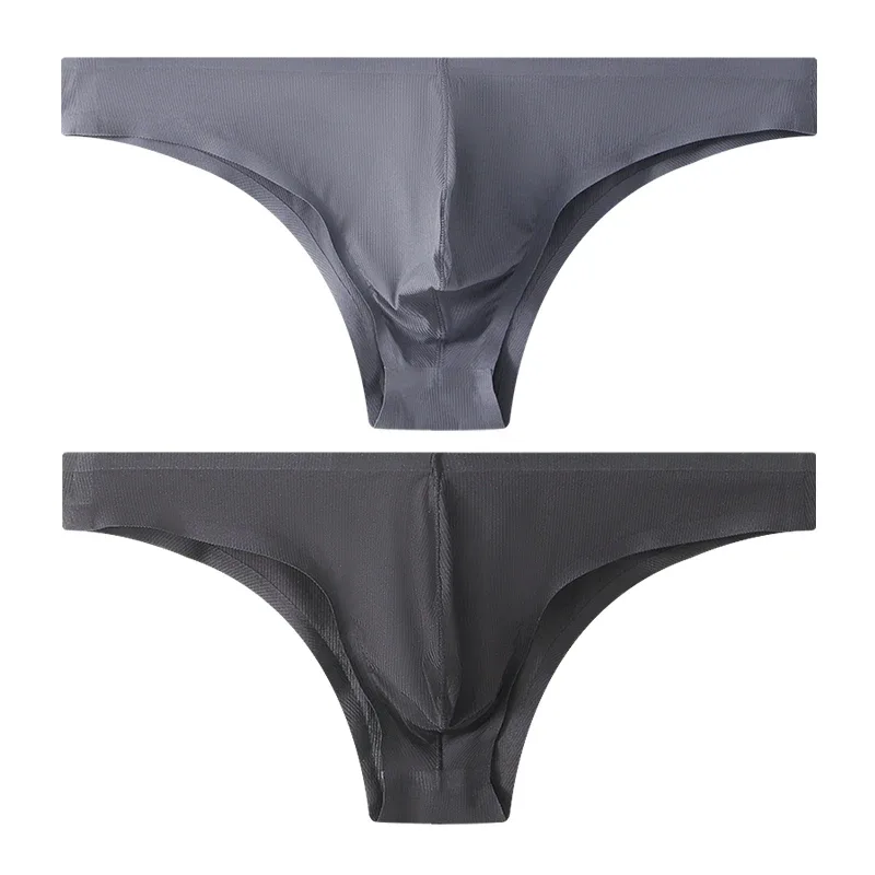 Intimo da uomo a triangolo piccolo a mezza anca a vita bassa sexy da uomo giovane slip senza cuciture in seta di ghiaccio mutandine estive leggere e traspiranti