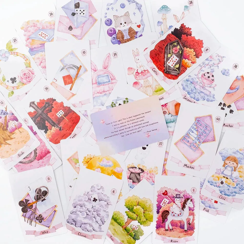 Dream Lenormand Tarot Deck 43 Cards Oracle Επιτραπέζιο Παιχνίδι για Παιδιά Οικογένεια & Φίλοι Perfect Puzzle Leisure Activity 8,9 x 5,7 cm