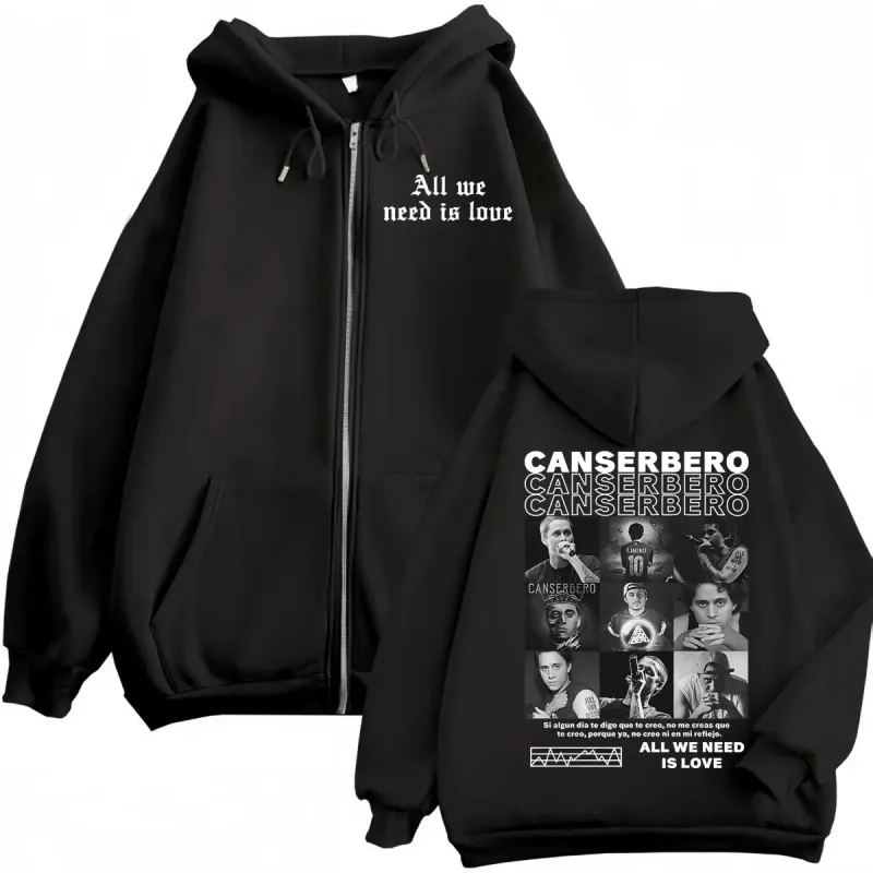 Canserbero Alles wat we nodig hebben is liefde Muerte Vida Merch Rits Hoodie Herenmode Hip Hop Zip Up Sweatshirts Casual Fleece Truien — image 10