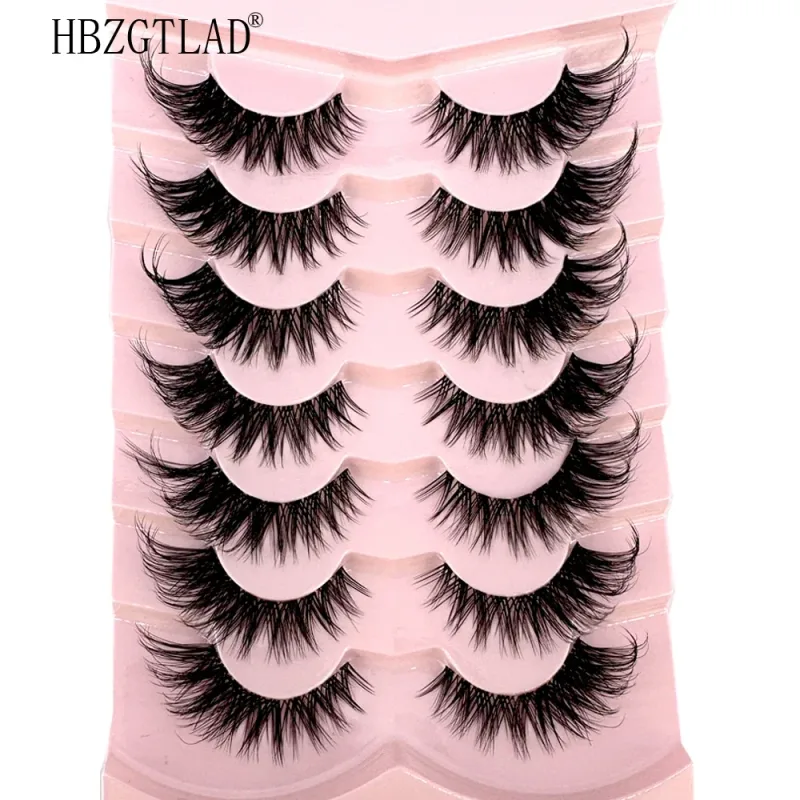 7/8PairsCat Eye Eyelashes manga Lashes 3D Clear Band Lashes naturalHalf Lashes End Eye Eyelonged Mink Eyelashes Αφράτες βλεφαρίδες — image 9