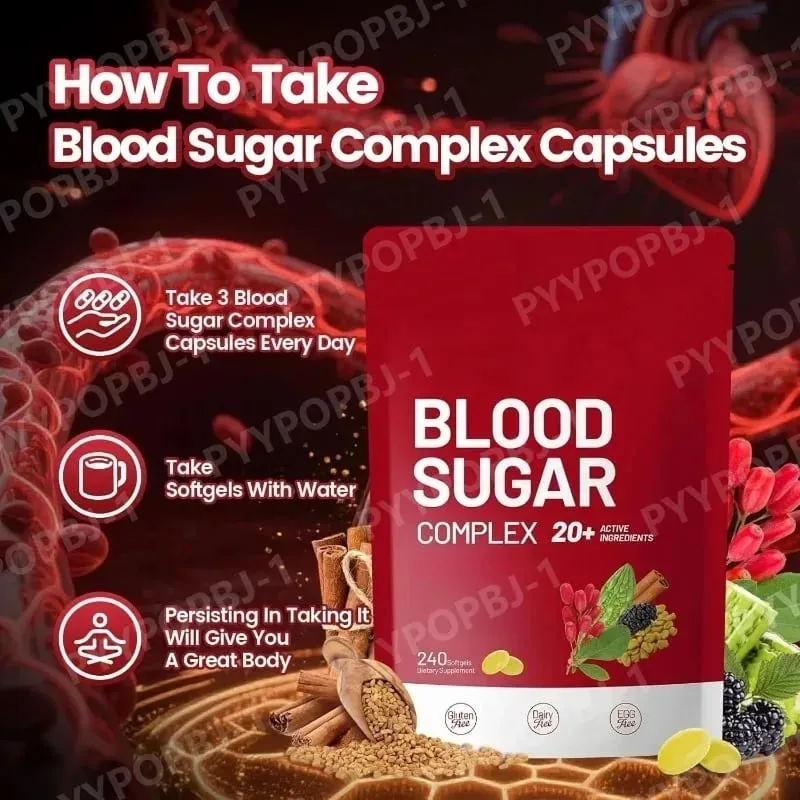 Blood Sugar Complex Supplement 240 Softgels Contain Multivitamin & Cinnamon bitter Gourd 20 Herbs Extract Support Daily Health — image 3