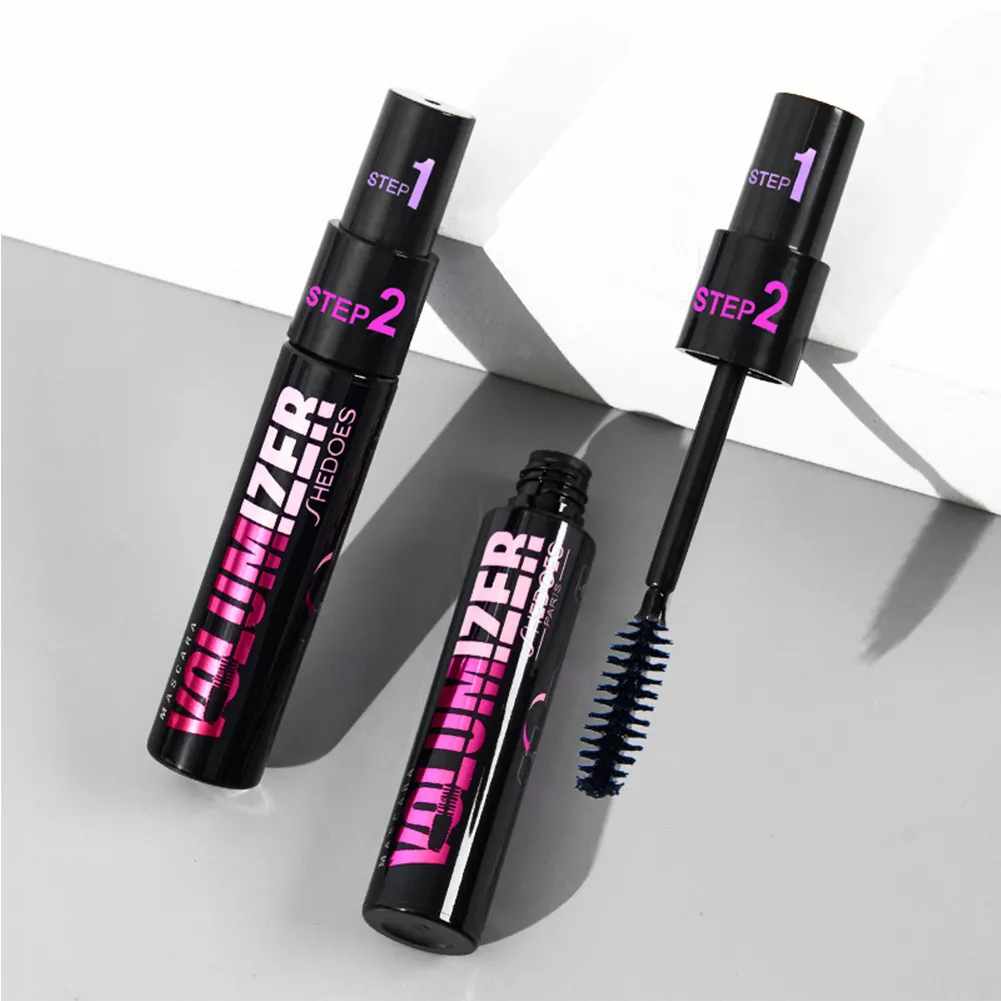 2 σε 1 μακρά κατσαρή, παχιά μάσκαρα Silica Gel Brush Longthening Volume Αδιάβροχη Μάσκαρα Βλεφαρίδων Διαρκείας Beauty Eyes Cosmetics