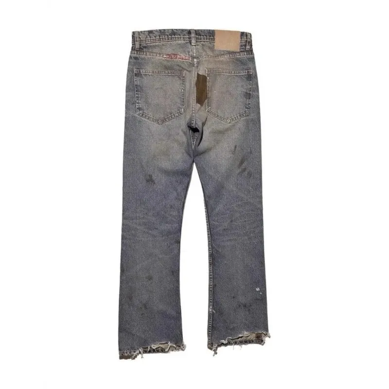 Férfi kiszélesedő farmernadrág Harajuku Vintage mosott farmer nadrág Distressed Patchwork kordbársony karcsúsított alkalmi utcai ruházat uniszex új tavaszi — image 4