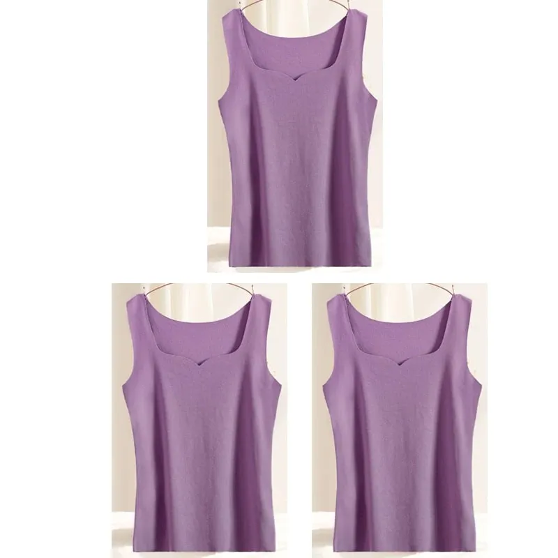 3db Női Thermal Felső Lány Nyommentes Egyszínű Mellény Alapréteg Meleg Tankfelső Őszi Téli Női Szexi Vékony Camisole — image 13