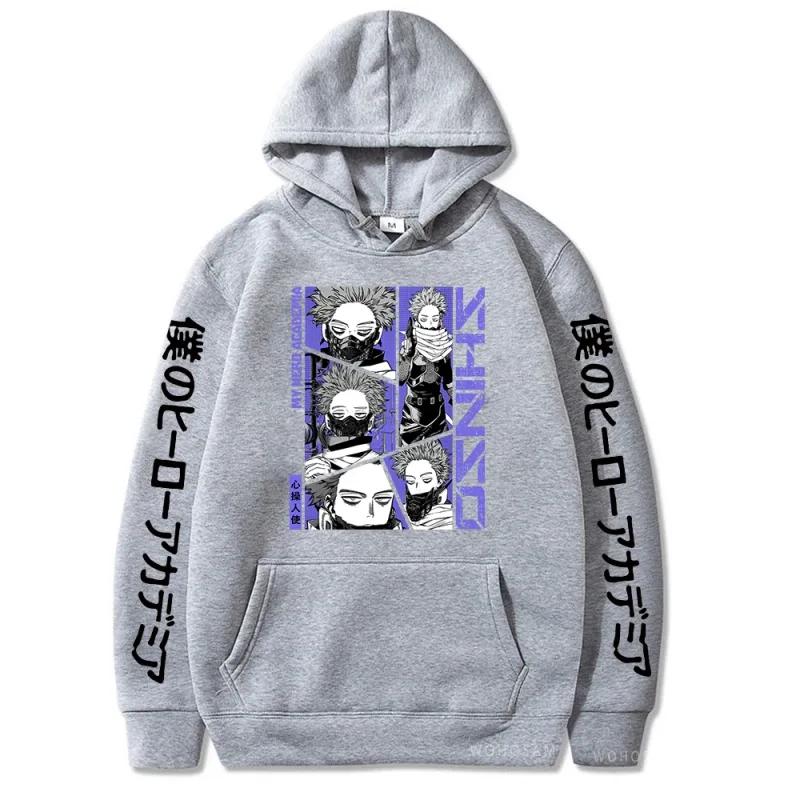 Sudaderas con capucha de My Hero Academia para hombre y mujer, suéter con estampado de Shinso Hitoshi, sudaderas con cuello redondo de estilo de dibujos animados Harajuku, Sudadera con capucha de calle para hombre y mujer — image 30