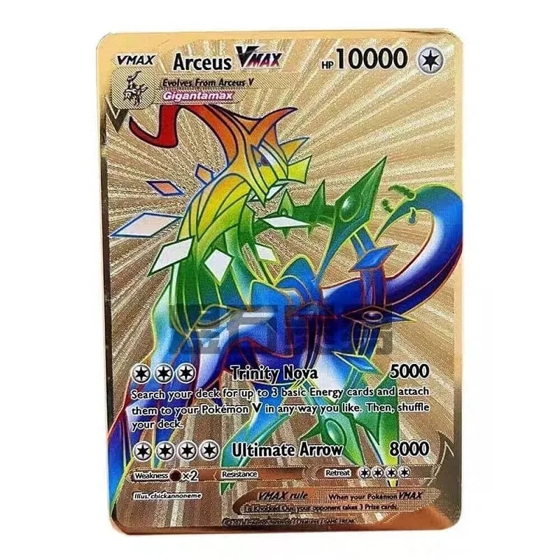 بطاقة بوكيمون معدنية رائعة جديدة 10000 نقطة Arceus Charizard بطاقة سوبر الإنجليزية Mewtwo Lucario Greninja Lillie بطاقات أنيمي