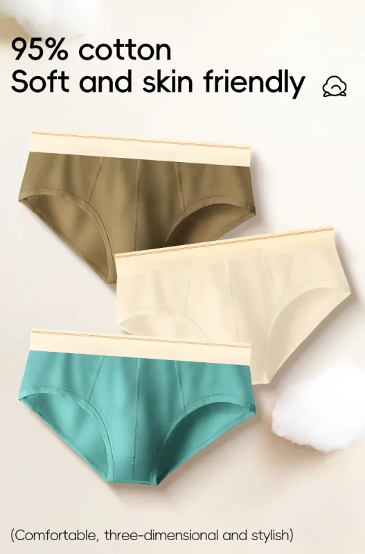 Men's pure cotton breathable and comfortable triangular underpants, mid-waist, skin-friendly and soft, teenagers' underpants 3256810188437944
