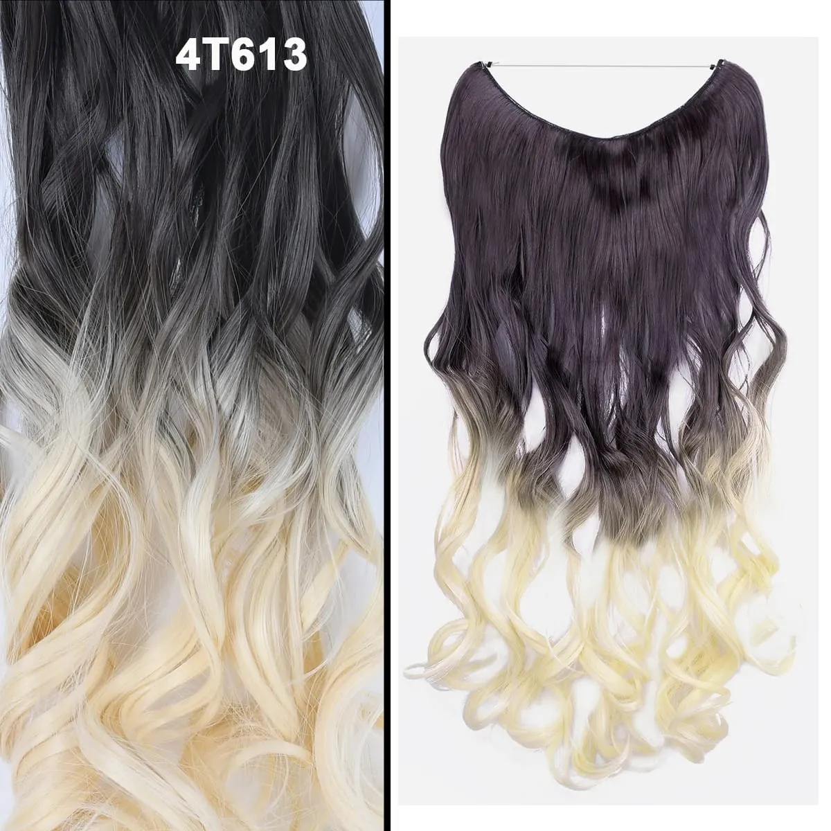 Jeedou κυματιστά μαλλιά Extension Elasticity Αόρατο σύρμα Fish Line One Piece No Clips Συνθετικά Hairpieces Ombre Χρώμα για γυναίκες — image 54