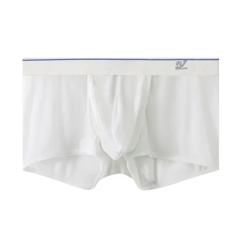 1pc/2pcs Panlalaking Ice Silk Boxer Briefs Sexy Elastic Low Waist Underwear Open Front Soft Pouch Shorts Trunks