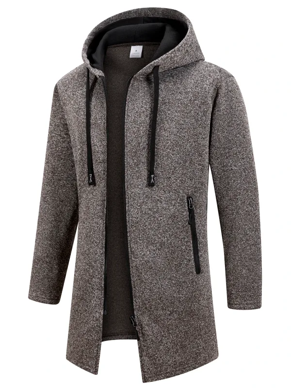 Chaqueta Retro con cremallera para hombre, cortavientos de longitud media, chaquetas cálidas de lana para primavera, otoño e invierno, abrigo informal de hilo de retales a la moda