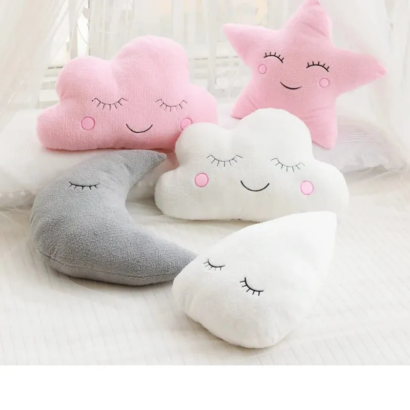 New Stuffed Cloud Moon Star Raindrop Plush Pillow Soft Cushion Toys For Children Baby Kids Girl Christmas Gift Room Car Decor