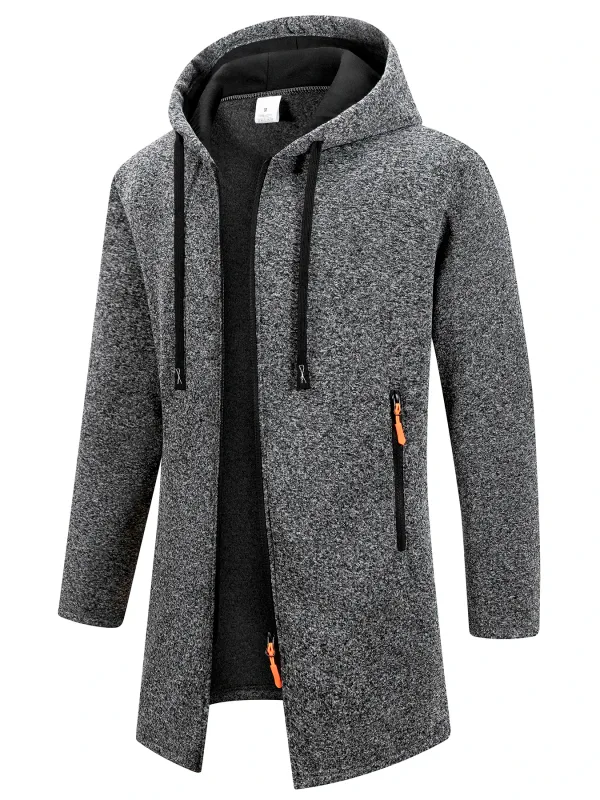 Chaqueta Retro con cremallera para hombre, cortavientos de longitud media, chaquetas cálidas de lana para primavera, otoño e invierno, abrigo informal de hilo de retales a la moda