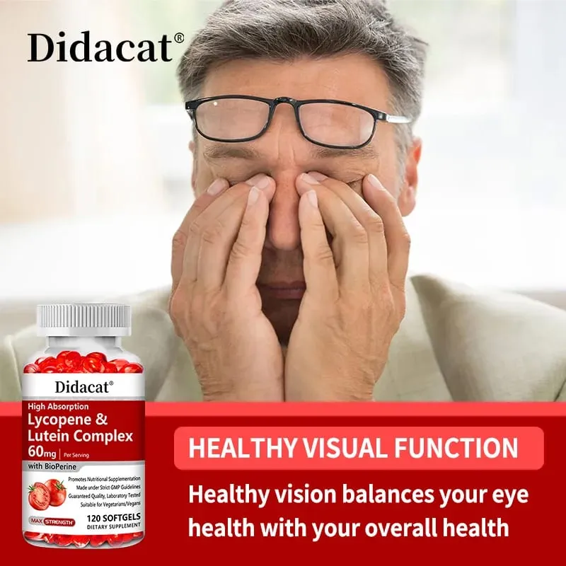 Lycopene + Lutein Complex 60mg with Bioperine Dietary Supplement for Prostate Heart & Eyes Health Antioxidant Non-GMO — image 3