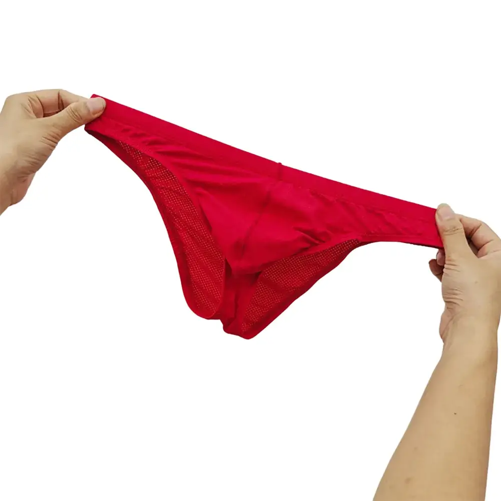 Sexy Skin Color Men Low Waist Mesh Breathable Jockstrap Pouch Half Hip Underwear Briefs Daily Fashion Panties