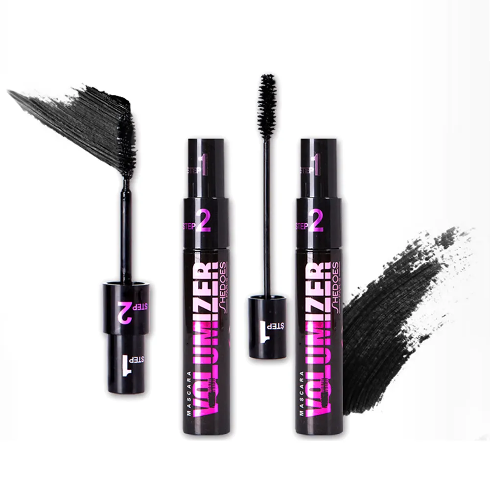 2 σε 1 μακρά κατσαρή, παχιά μάσκαρα Silica Gel Brush Longthening Volume Αδιάβροχη Μάσκαρα Βλεφαρίδων Διαρκείας Beauty Eyes Cosmetics