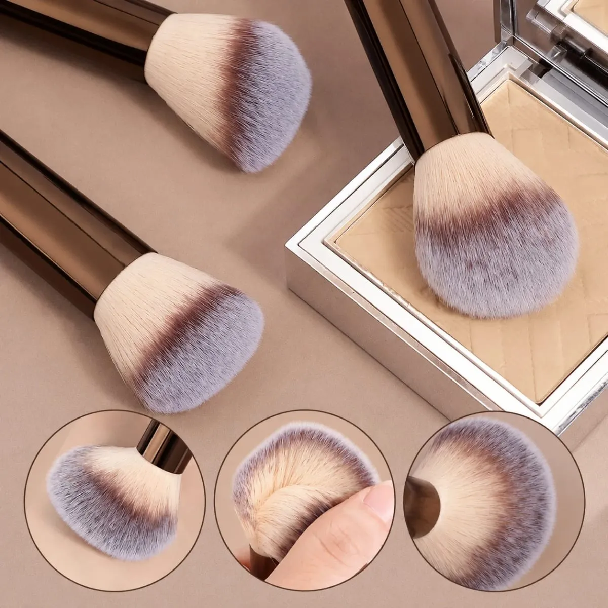 17 Chiếc Bộ Cọ Trang Điểm Có Túi & 2 Puff Kem Nền Phấn Mắt Phấn Mắt Lông Mày Cọ Môi Du Lịch Dụng Cụ Làm Đẹp quà Tặng — image 4