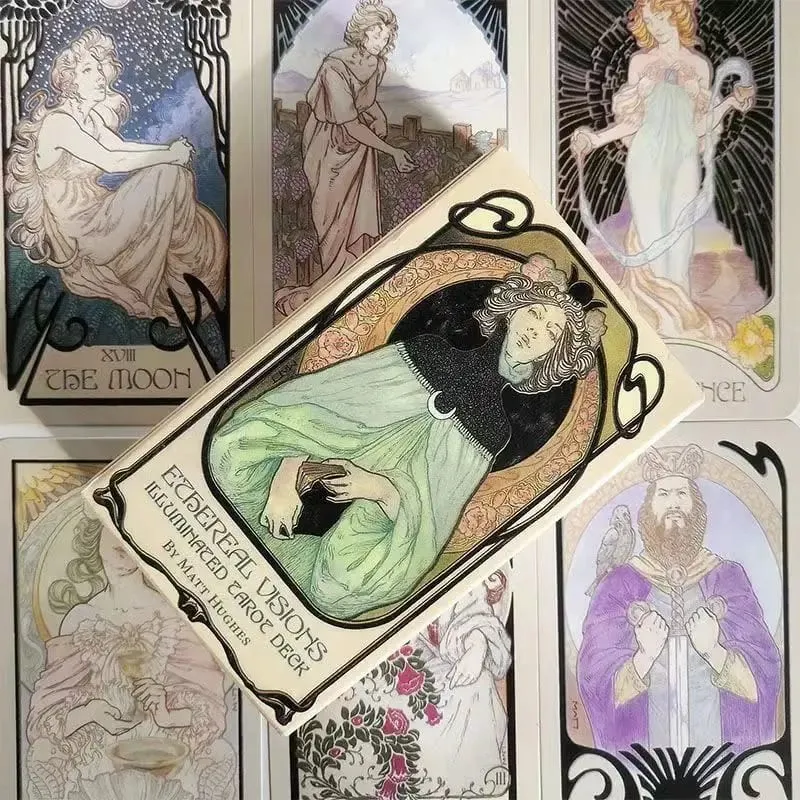 Klasszikus Ethereal Visions Illuminated Tarot The Rider Tarot pakli kártyák kezdőknek Jóslás Kiadás Borad játék