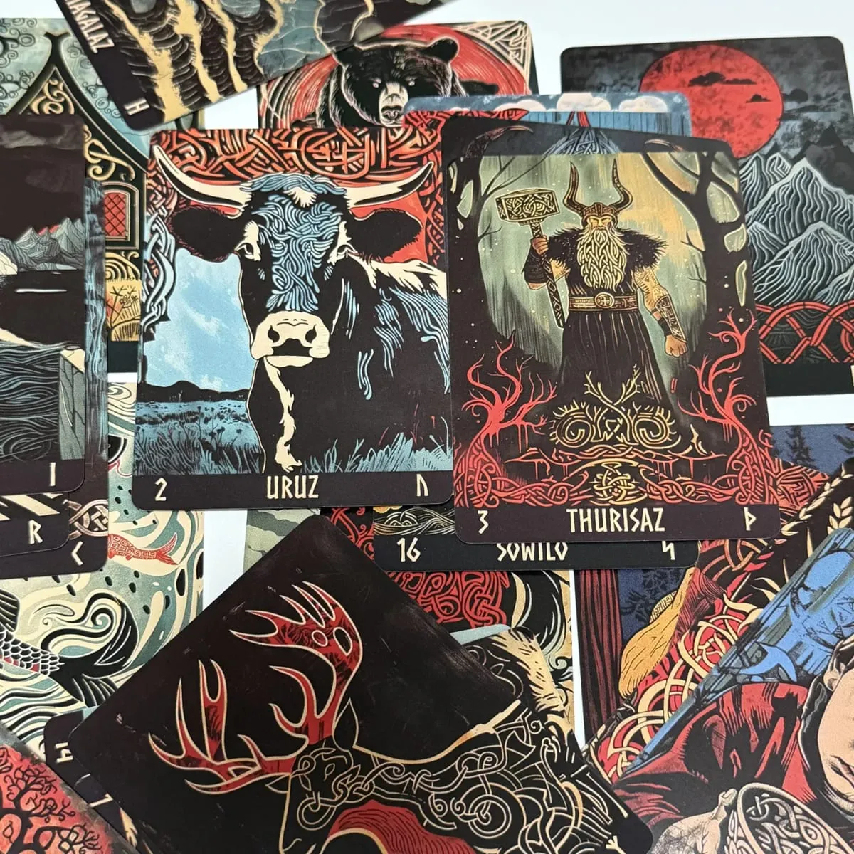 Norwegian Woodcut Runes Deck 24 τμχ Αγγλική Έκδοση The Elder Futhark Runes Oracle deck