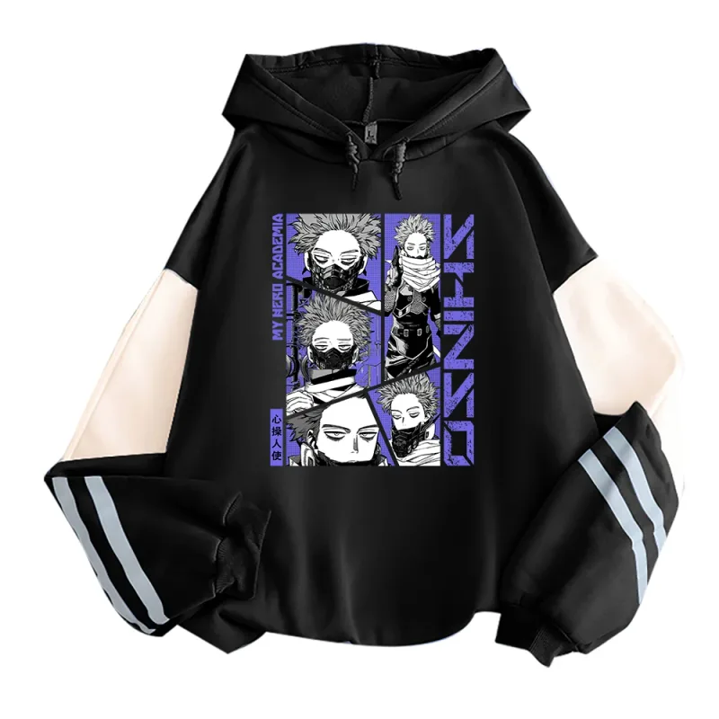 Sudaderas con capucha de My Hero Academia para hombre y mujer, suéter con estampado de Shinso Hitoshi, sudaderas con cuello redondo de estilo de dibujos animados Harajuku, Sudadera con capucha de calle para hombre y mujer — image 22