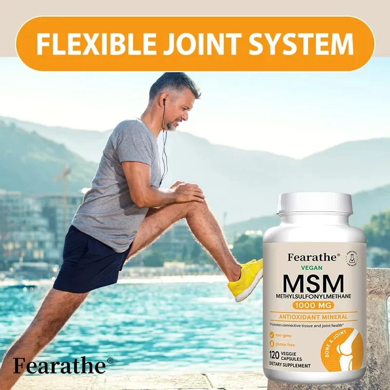 Fearathe Methylsulfonylmethane(MSM)1000 Mg Antioxidant Promotes Joint Health Balanced Calcium Absorption Non-GMO Gluten-free — image 5