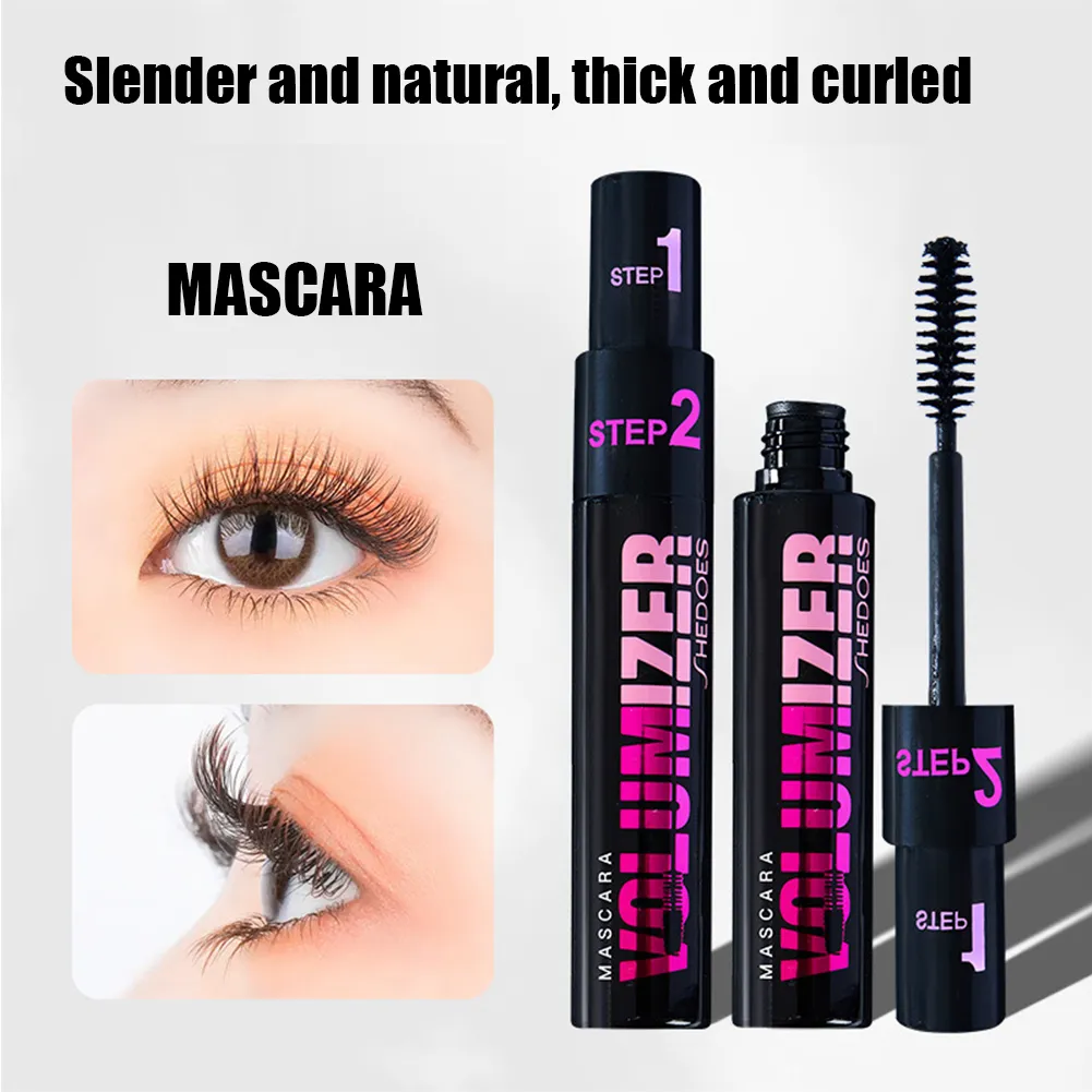 2 σε 1 μακρά κατσαρή, παχιά μάσκαρα Silica Gel Brush Longthening Volume Αδιάβροχη Μάσκαρα Βλεφαρίδων Διαρκείας Beauty Eyes Cosmetics