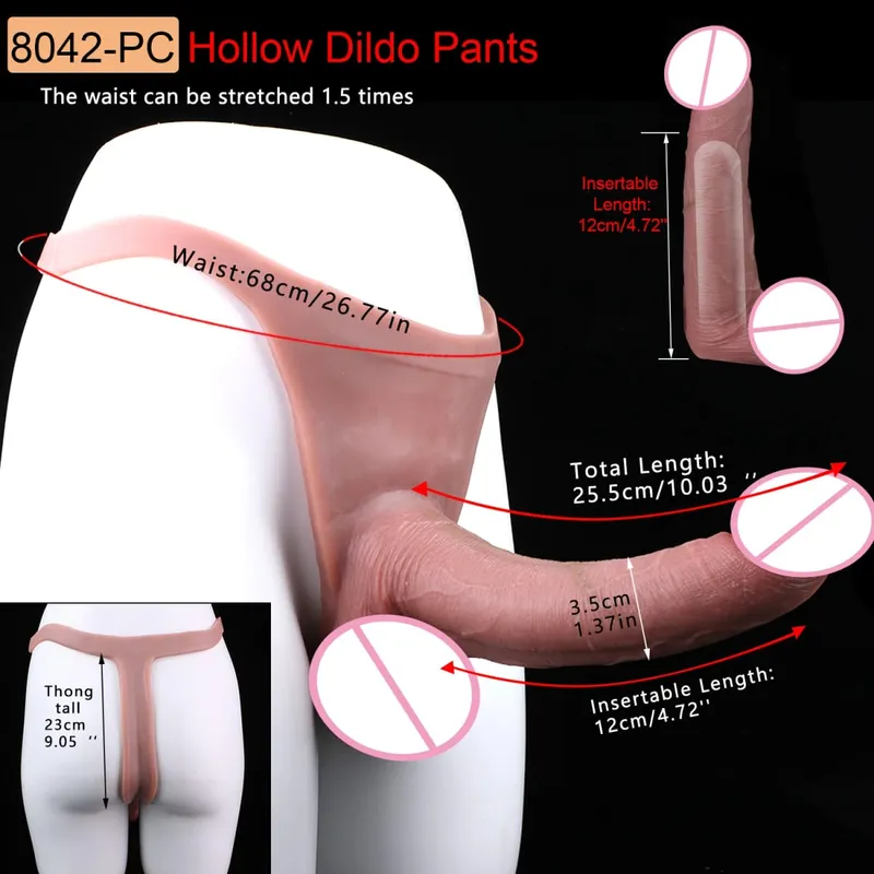 2 Colors Huge Hollow Dildo Pants High Waist Strap-On Penis Extender насадка на член For Men Delay Ejaculation Ultra Dildo