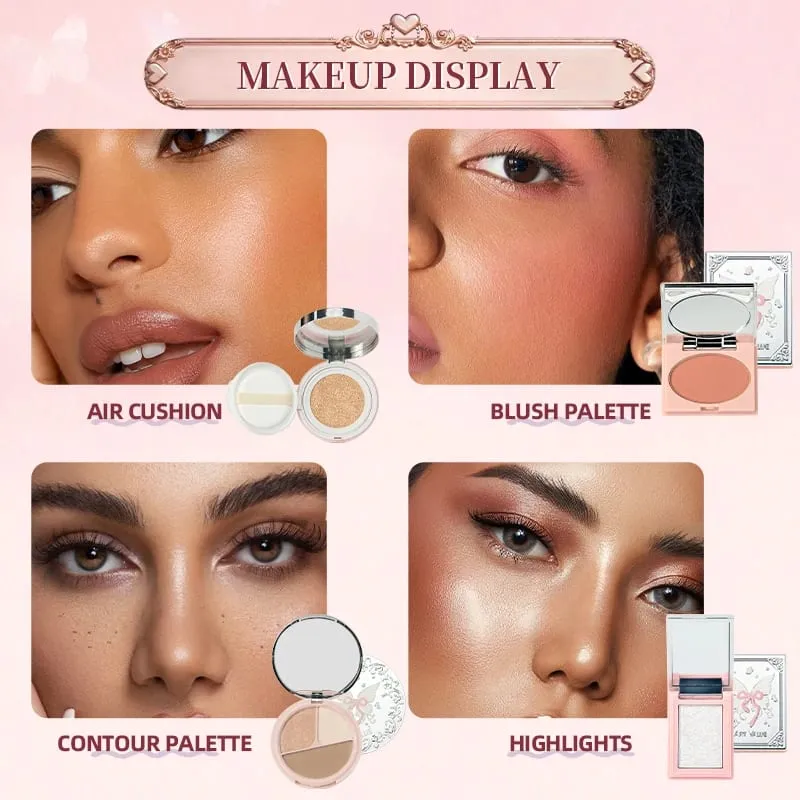 Πολυτελές σετ μακιγιάζ Pink Butterfly Cosmetic Kit Eyeshadow Palette Lip Tint Blush Mascara Eyeliner Highlighter Beauty Makeup Δώρο