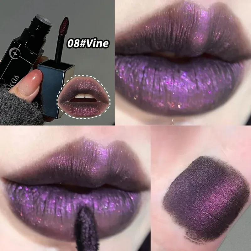 Shimmer Matte Black Red Rúzs Punk Gothic Lipgloss Halloween Makeup Mousse Lip Mud Rúzs Vízálló Tapadásmentes Cup Lip Tint — image 8